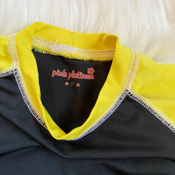 Pink Platinum black yellow swim rashguard 3T - Picture 6 of 7